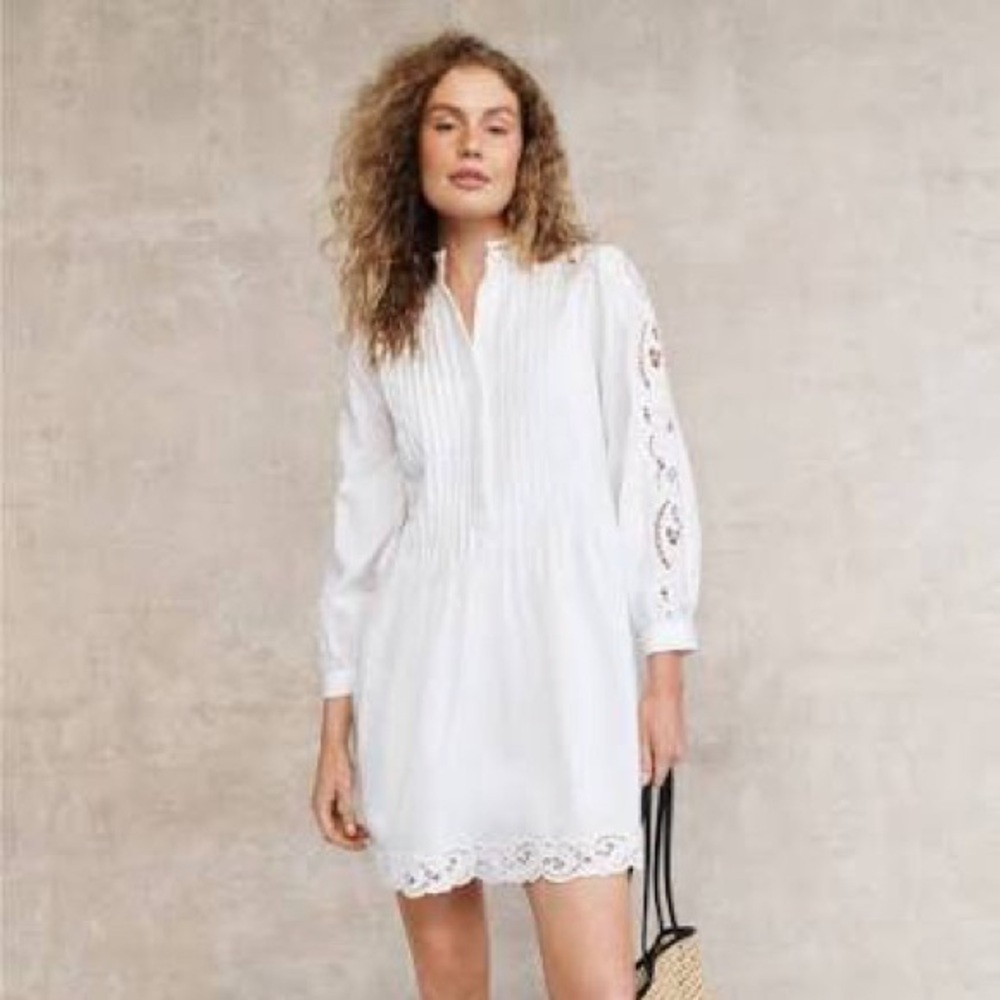Madewell Pintucked Eyelit Mini Dress NWT
